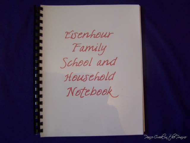 Our 2010-2011 Family Homeschool and Household Notebook with Re-usable daily, weekly, and month lists.